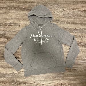 Abercrombie & Fitch Logo Hoodie - Grey/ White - M